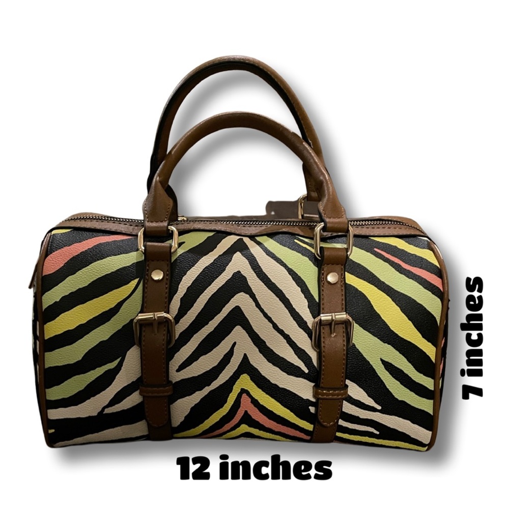 Multi Zebra Print Handbag With Wallet - image 7